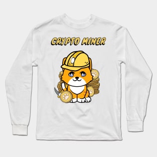 Cute Orange Cat is a cryoto miner Long Sleeve T-Shirt